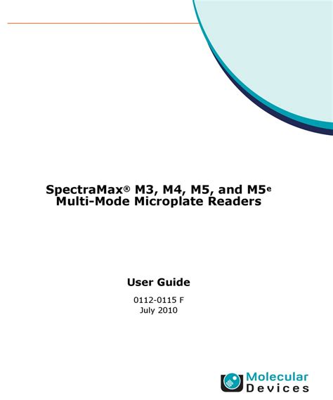 MOLECULAR DEVICES SPECTRAMAX M3 USER MANUAL Pdf Download | ManualsLib