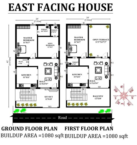 X East Facing House Plan Design As Per Vastu Shastra Is Given In