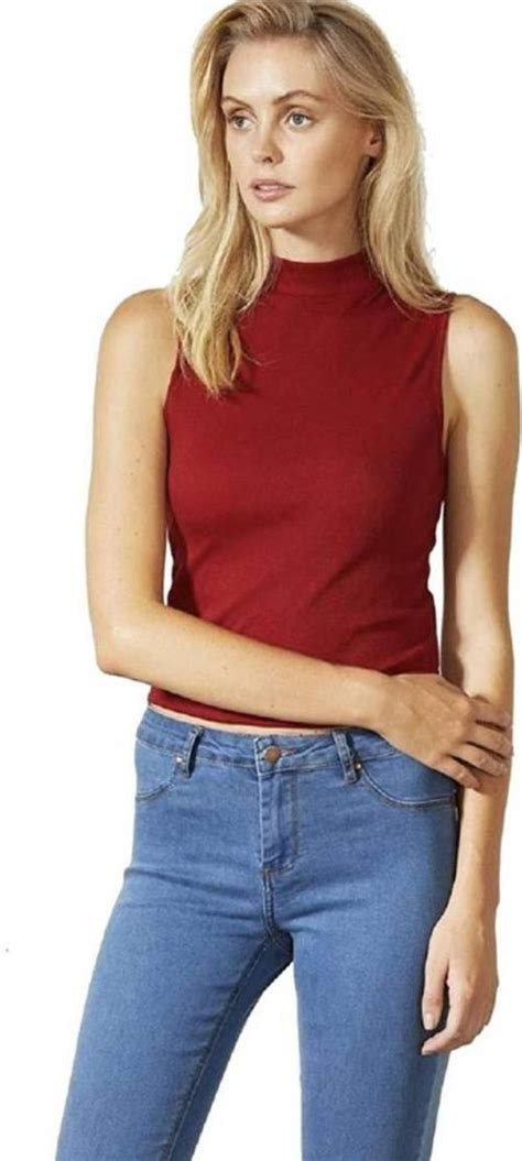 Buy Liza Fashion Women Maroon Solid Lycra Blend Regular Top S Online