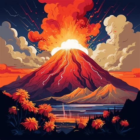 Premium Photo Vibrant And Dynamic Vector Illustration Of A Volcanic