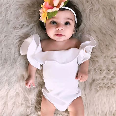 Baby Girl Bodysuits Newborn Infant Baby Girls Ruffles Sleeve Bodysuit