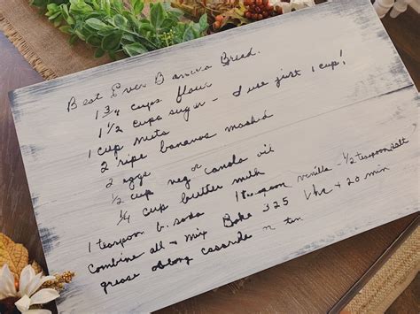 Larger Recipe Sign Custom Recipe Sign Handwritten Recipe Etsy