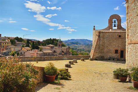 Medieval Fortress Courtyard In Verucchio, Italy Stock Photo - Image of clouds, horizon: 145766836