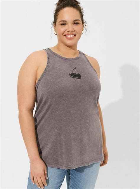 Plus Size Cherry Hearts Classic Fit Cotton Studded Tank Torrid