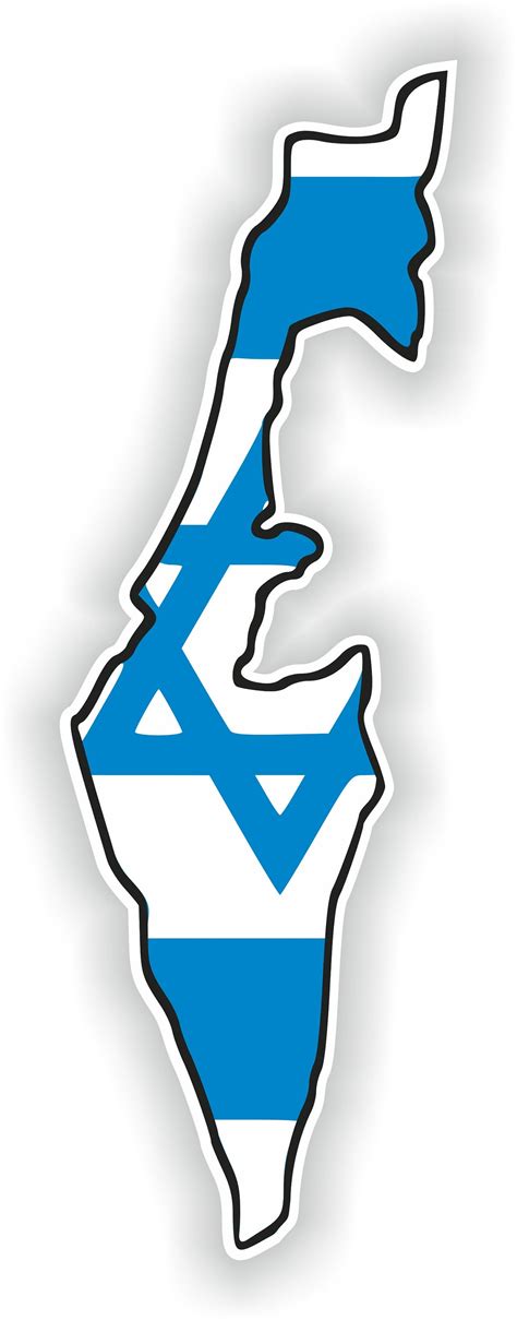 Israel Map Flag Silhouette Sticker For Laptop Book Fridge Guitar