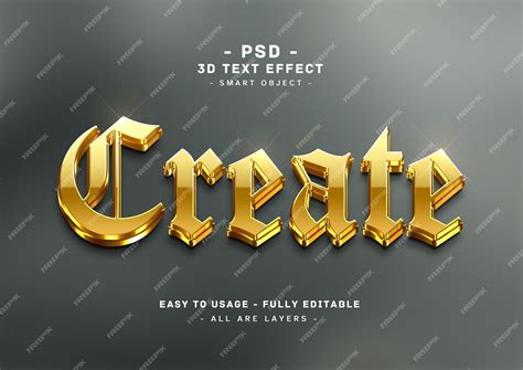 Premium Psd Create 3d Golden Text Style Effect