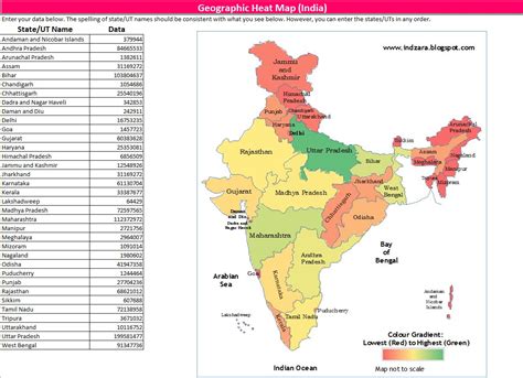 Geographic Heat Map Of India By State Excel Template