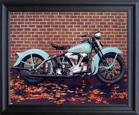 1938 Aqua Harley Davidson Ron Kimball Vintage Motorcycle Wall Black ...