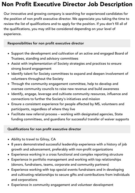 Nonprofit Job Description Template