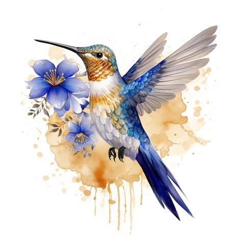 Premium Ai Image There Is A Hummingbird Flying With A Flower In Its