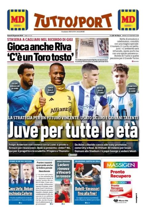 Le Prime Pagine Dei Giornali Sportivi Di Oggi Gennaio Calcioatalanta