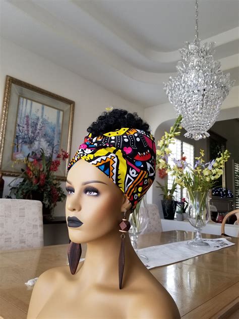 Pre Tied Headwrap African Print Head Wrap Satin Lined Etsy Head