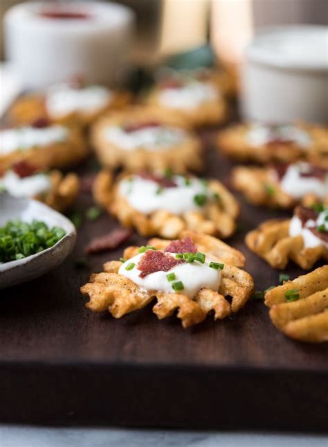 Waffle Fry Baked Potato Bites Recipe Quick Holiday Appetizers