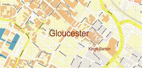 Gloucester + Cheltenham UK PDF Vector Map: City Plan High Detailed ...