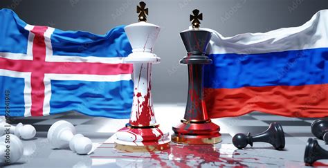 Iceland And Russia War Conflict And Crisis National Flags Chess