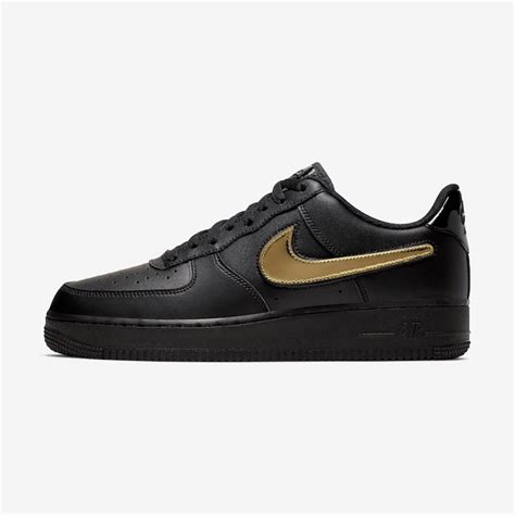 Nike Air Force 1 Low Black Metallic Gold Removable Swoosh Pack