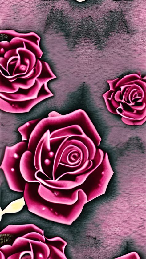 Maroon Antique Wallpaper with Small Light Pink Roses · Creative Fabrica