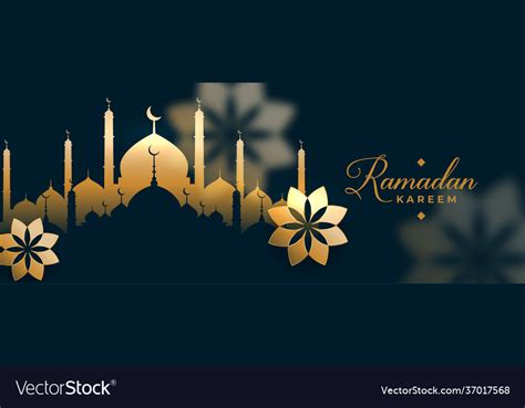 Nice Islamic Ramadan Kareem Golden Banner Design Vector Image