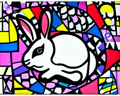 A Small Black And White Rabbit Fine Art By Romero Stable Diffusion