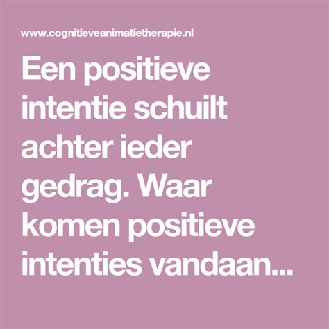 Positieve Intentie Cognitieve Animatietherapie Therapie Gedrag