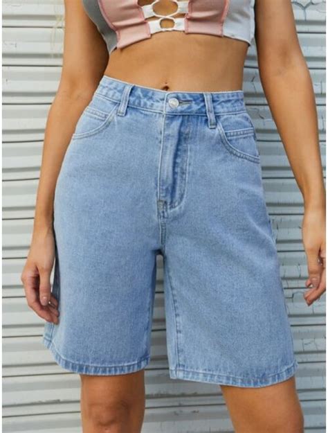 Buy Shein High Waist Wide Leg Denim Shorts Online Topofstyle