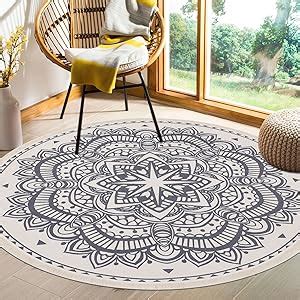 Amazon De Shacos Vintage Baumwollteppich Rund Grau Mandala Teppich