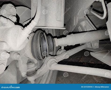 Broken CV Joint on the Car. Casing Burst, Lubricant Flows Stock Image ...