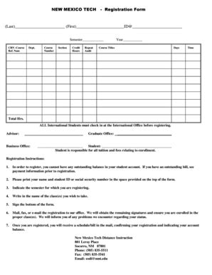 Fillable Online Infohost Nmt Registration Form Pdf New Mexico Tech