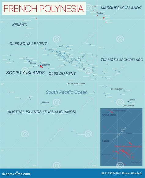 French Polynesia Detailed Editable Map Stock Vector Illustration Of