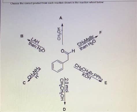 Solved Choose The Correct Product From Each Reachion Shown Chegg