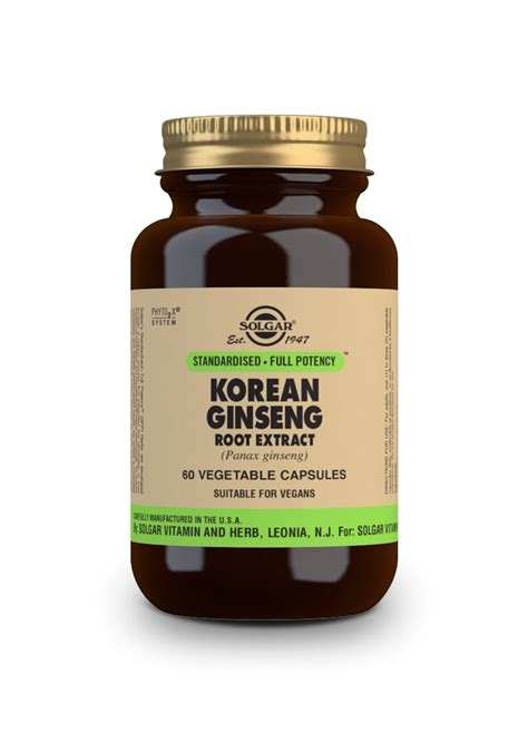 Solgar Korean Ginseng Root Extract 60 Veg Caps Βότανο για τόνωση και ενέργεια Vita4you