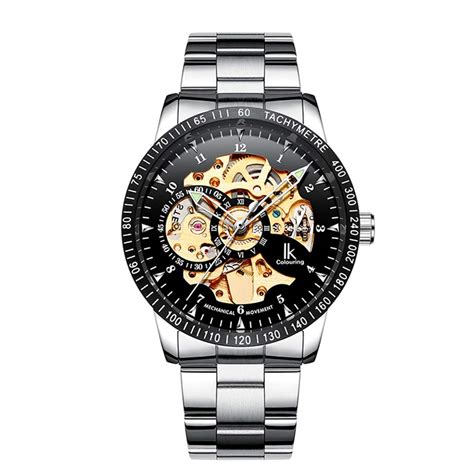 Buy IK Colouring Skeleton Dial Design Men Stainless Steel Watch Black