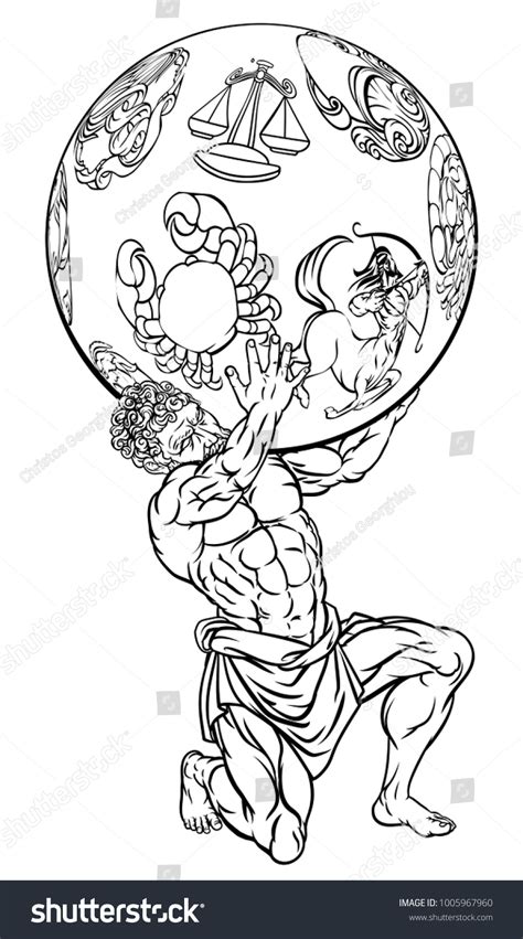 Atlas Titan Greek Mythology Holding Sky Stock Vector Royalty Free