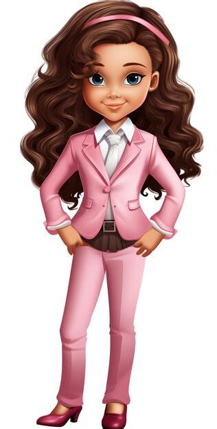 Premium Photo Cartoon Girl In Pink Suit And Pink Shoes Standing With Her Hands On Her Hips