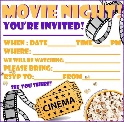 Invitations For Sleepover Party Movie Night Invitation Free Printable