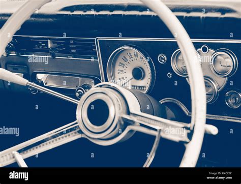 Vintage Car Dashboard And Steering Wheel Stock Photo Alamy