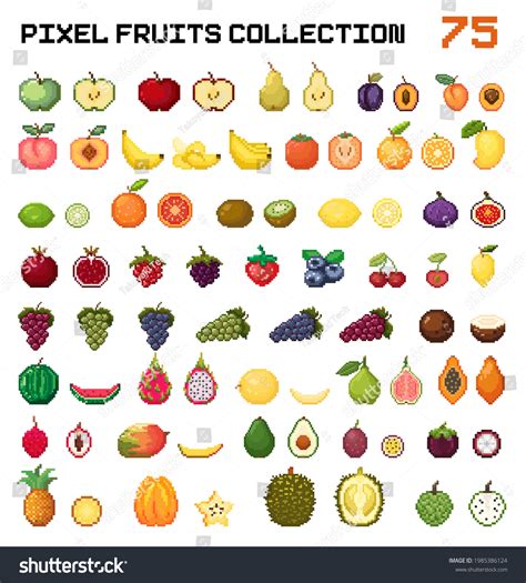 Pixel art fruits set. Pixel art fruits huge - Royalty Free Stock Vector 1985386124 - Avopix.com