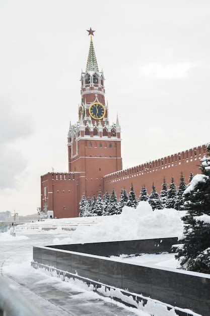 Premium Photo | Red square in moscow after a snowfall