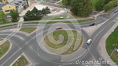 Traffic At Roundabout Lane Circle With A Lot Of Cars Circular