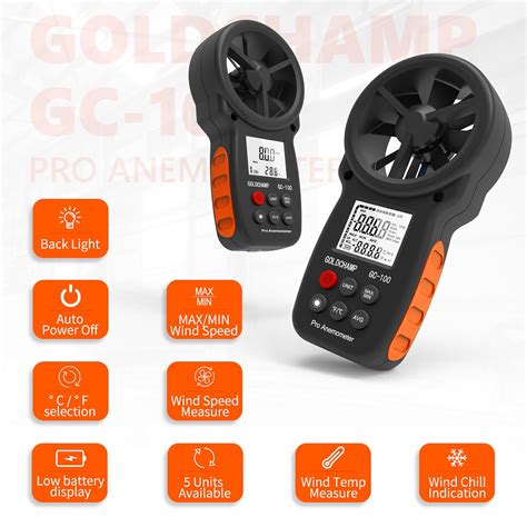 Anemometer Handheld Wind Speed Meter 0330ms Digital Air Flow Wind