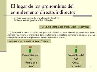 Pronombres De Complemento Directo E Indirecto Ppt