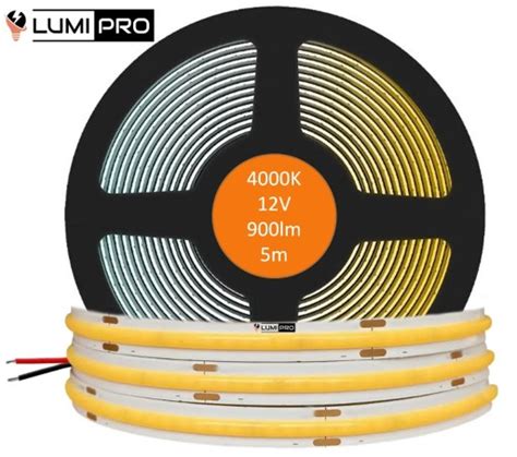 Taśma LED Neon COB 12V neutralna 5m Homogeniczna 4000k 10W 900lm Jakość