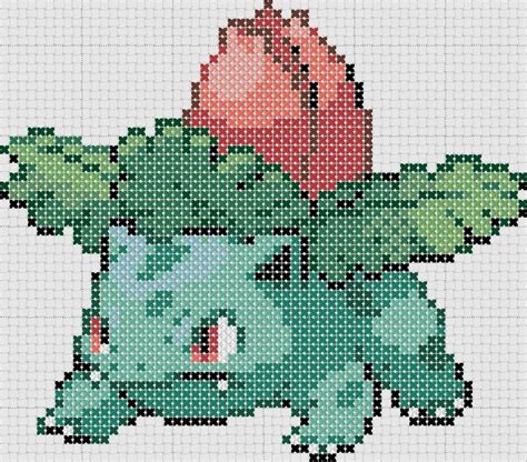 Pokemon 002 Ivysaur Large Sprite Gen V Cross Stitch Pattern Cross