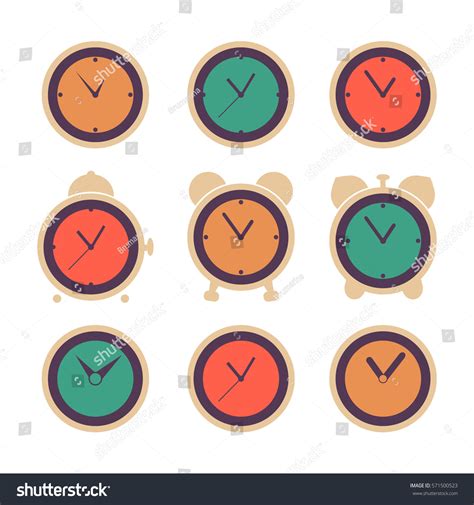 Vector Set Colorful Clocks Icons Stock Vector Royalty Free 571500523 Shutterstock