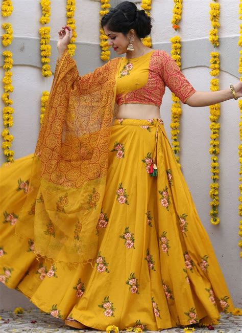 Yellow Fancy Fabric Readymade Lehenga Choli Indian Designer Outfits