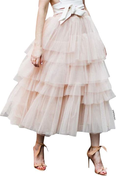 Chicwish Women S Nude Pink Tiered Layered Mesh Ballet Prom Party Tulle Tutu A Line Midi Skirt