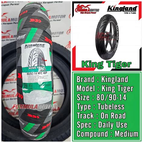 Jual 80 90 14 Kingland King Tiger Ring 14 Tubeless Ban Motor Mio