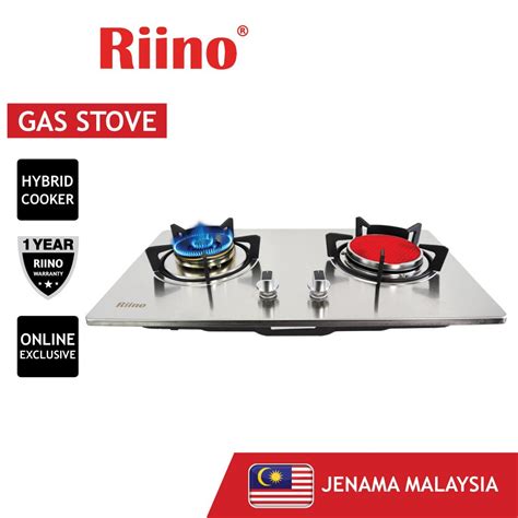 Riino Build IN 304 Stainless Steel Gas Stove With 2 Burner Stove Hybrid