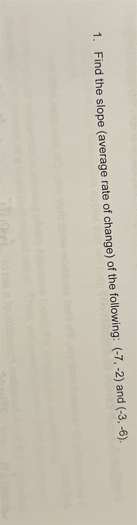 Solved Find the slope (average rate of change) ﻿of the | Chegg.com