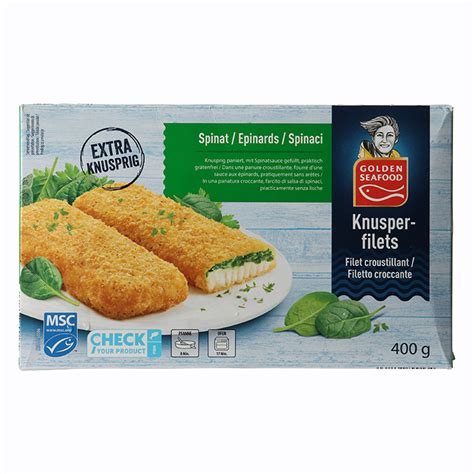 GOLDEN SEAFOOD MSC Knusperfilets Spinat ALDI Now